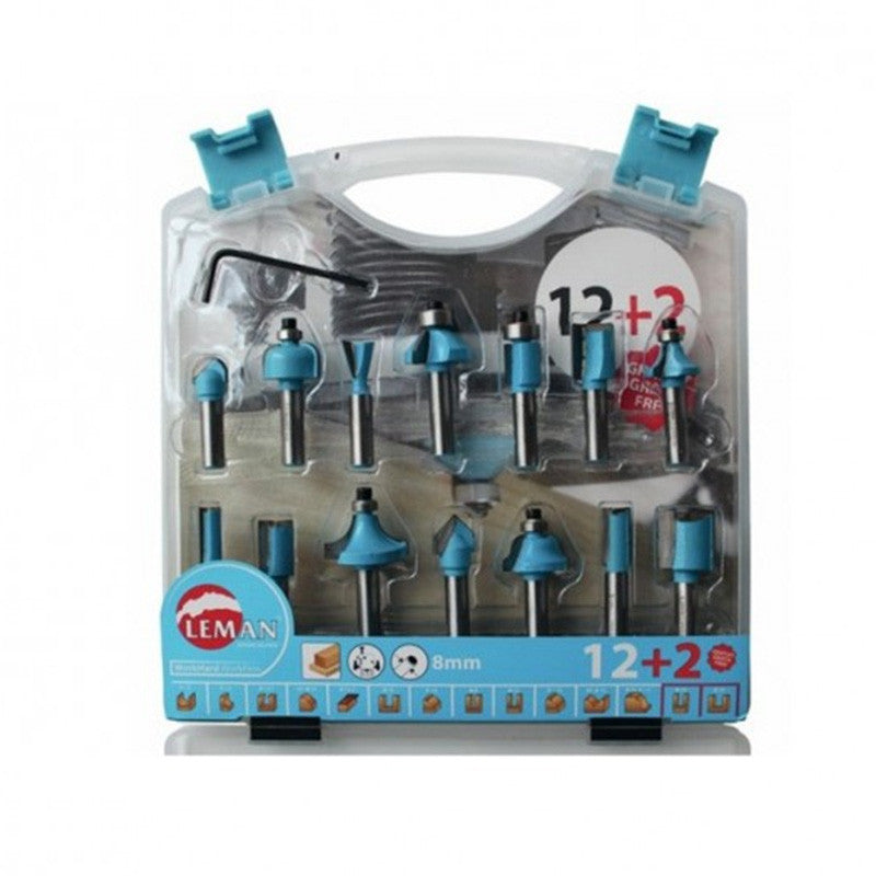 Coffret 12+2 Mèches de défonceuse LEMAN 428.700.14