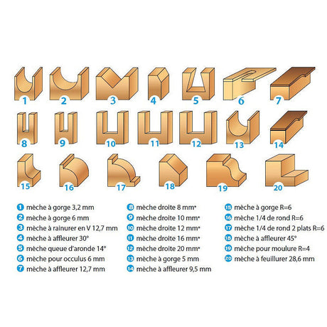 Coffret 20 mèches de défonceuse LEMAN 428.700.20