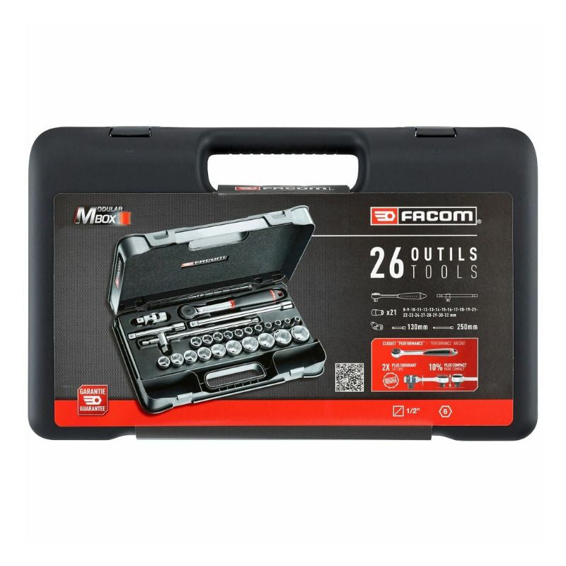 Coffret clé à cliquet + douilles 1/2'' FACOM S.161-4P6PB - 26 pièces