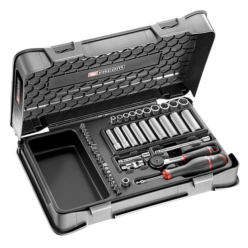 Coffret clé à cliquet + douilles longues 1/4'' FACOM R.2BLPB