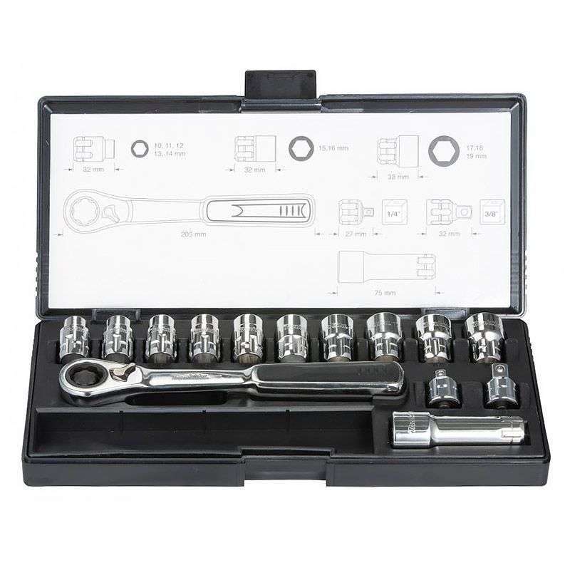 Coffret Clé à cliquet douilles traversantes métriques MAKITA B-65595