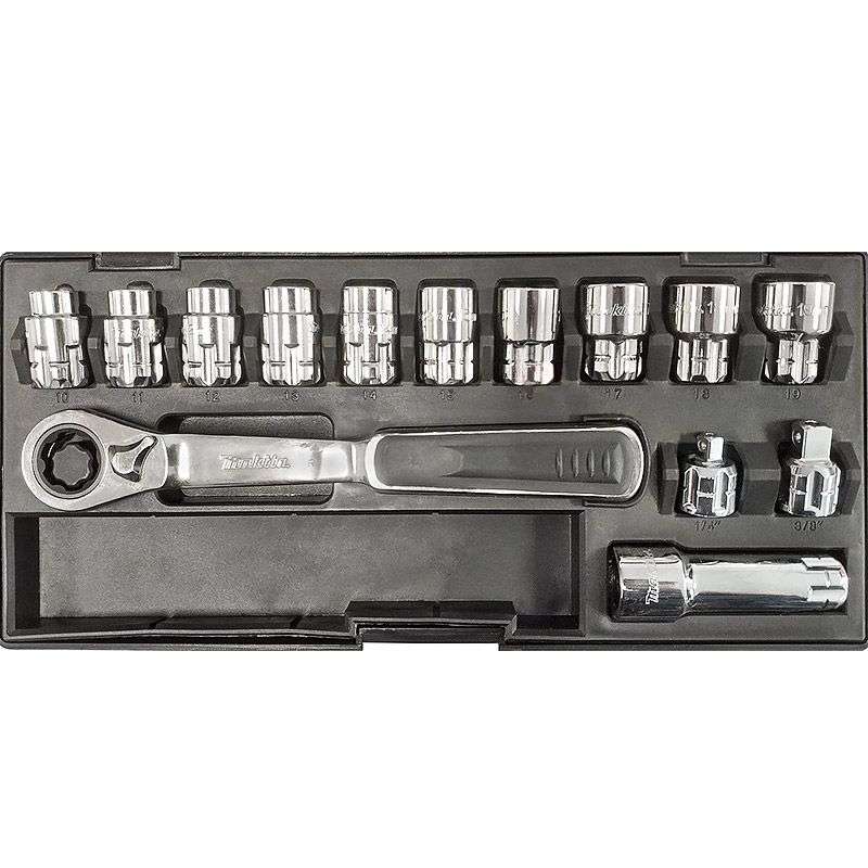 Coffret Clé à cliquet douilles traversantes métriques MAKITA B-65595