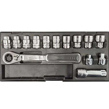 Coffret Clé à cliquet douilles traversantes métriques MAKITA B-65595