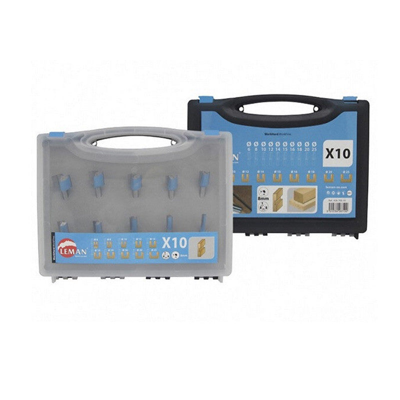 Coffret de 10 mèches à rainer droites LEMAN 428.700.10