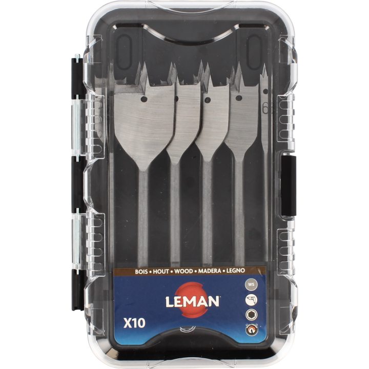 Coffret 10 mèches à bois LEMAN 304.500.10 - Plates - 6 pans - Acier WS
