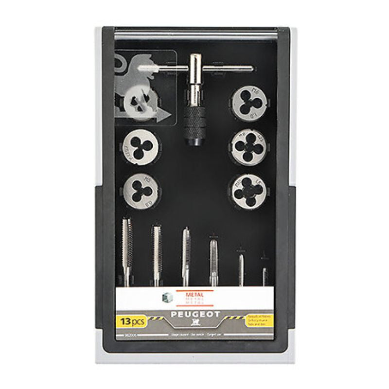Coffret de 13 pièces tarauds et filières PEUGEOT + clé Usage Courant , Conditionnement x 13 pcs
