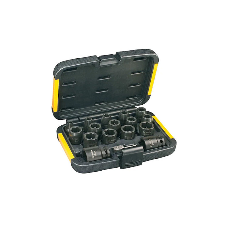 Coffret de 16 douilles à chocs DEWALT DT7506-QZ 1/4" - 1/2" avec adaptateur
