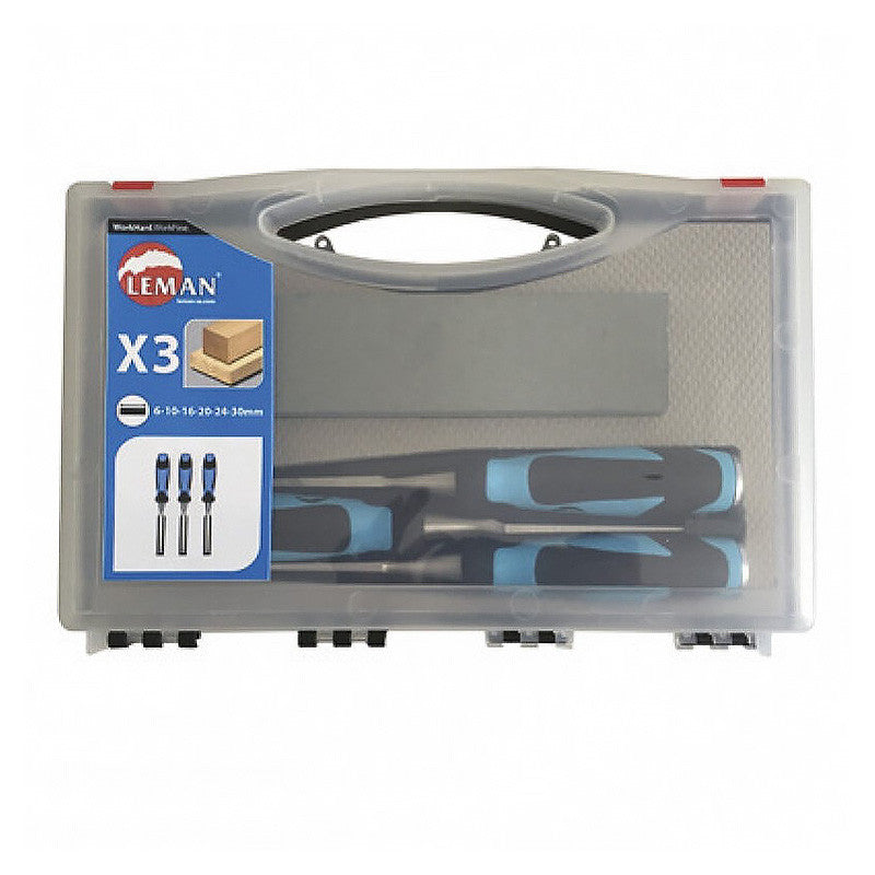 Coffret de 3 ciseaux à bois LEMAN 780.500.03 - 12, 26, 40mm