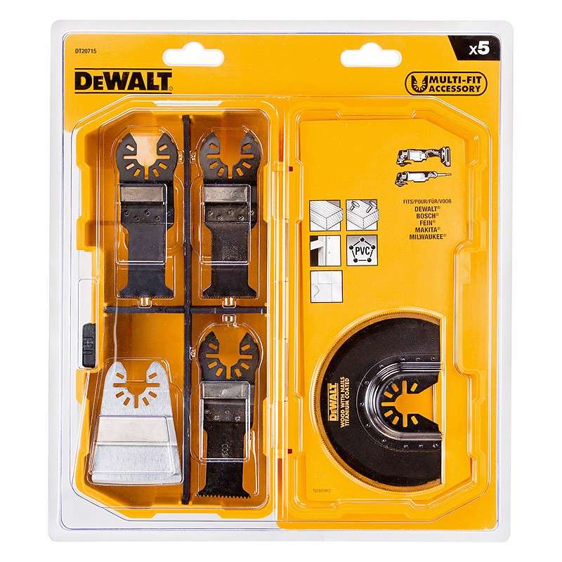 Coffret de 5 accessoires DEWALT DT20715-QZ pour multi-cutter