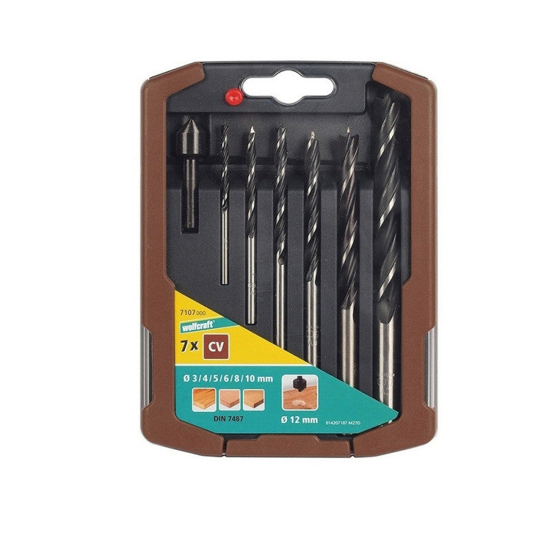 Coffret de 6 forets à bois hélicoidaux CV + 1 fraisoir WOLFCRAFT 7107000