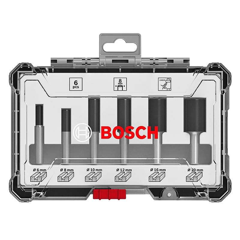 Coffret de 6 fraises droites Bosch Professional 2607017466 à queue de 8mm
