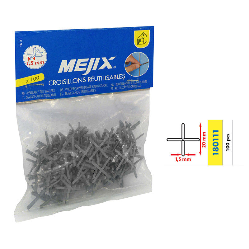 Croisillons ECO 1.5/2/3/4/5mm MEJIX - réutilisables - 100 pièces
