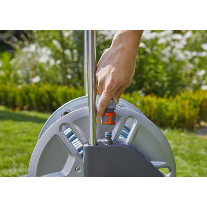 Dévidoir métal sur roues CLEVERROLL M avec tuyau 25M GARDENA 8543-26