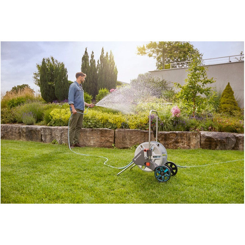 Dévidoir métal sur roues CLEVERROLL M avec tuyau 25M GARDENA 8543-26