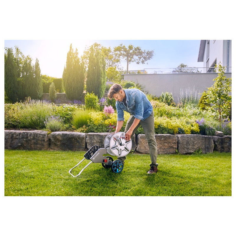 Dévidoir métal sur roues CLEVERROLL M avec tuyau 25M GARDENA 8543-26