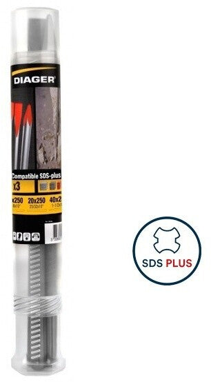 Kit Pics et Burins - DIAGER - SDS-plus 3pcs 1 Pics 14x250 mm 1 Burins 20x250 mm 1 burin 40x250 mm