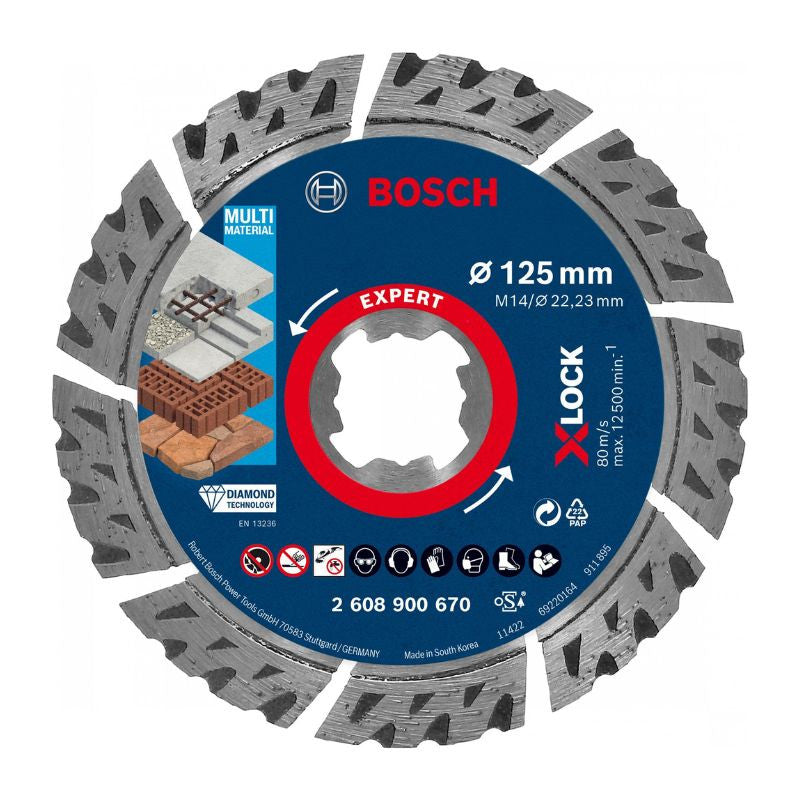 Disque à tronçonner BOSCH X-LOCK EXPERT - diamanté - MultiMaterial - 125 x 22,23 x 2,4 x 12mm