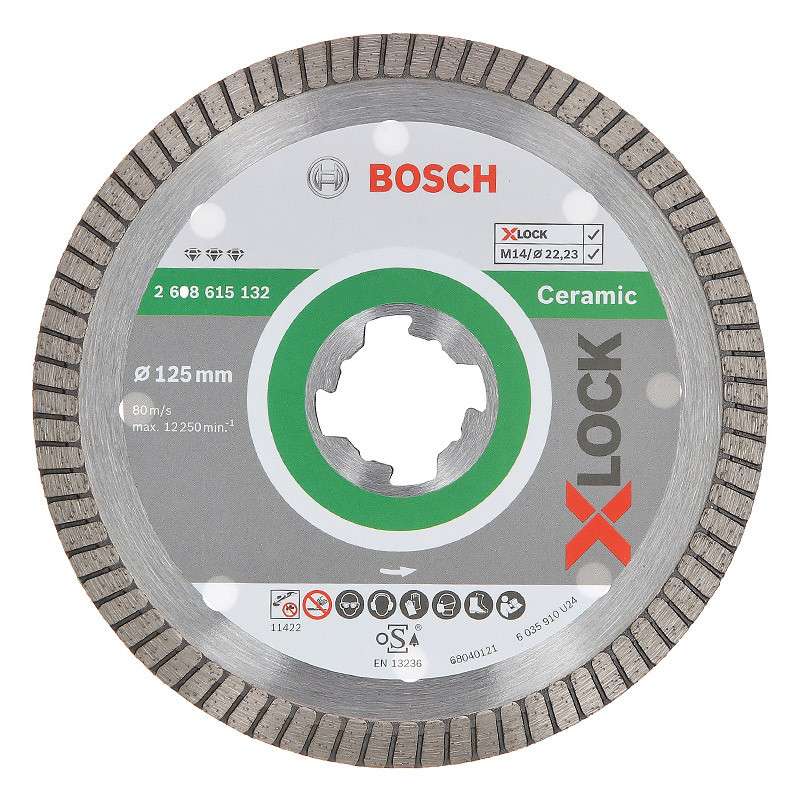 Disque à tronçonner diamanté BOSCH Professonal X-LOCK Best for Ceramic Extra Clean Turbo  Ø 125x22,23x1,4x7