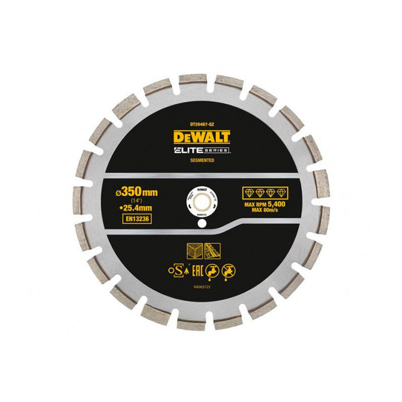 Disque diamant Ø350x25,4mm ELITE DEWALT DT20467-QZ pour béton asphalte