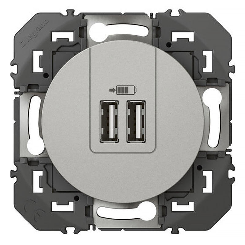 Double prise USB LEGRAND Dooxie alu