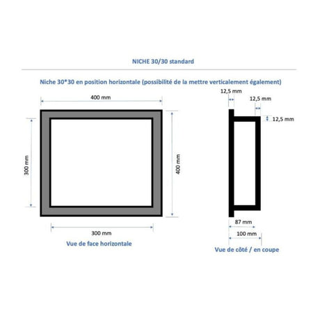 Duo de niches à carreler étanche MARMOX DUONICHE30/30 - Format intérieur 30x30cm - Profondeur 9cm