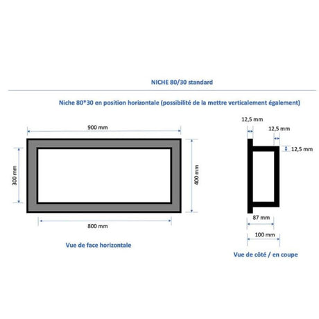 Duo de niches à carreler étanche MARMOX DUONICHE80/30 - Format intérieur 80x30cm - Profondeur 9cm