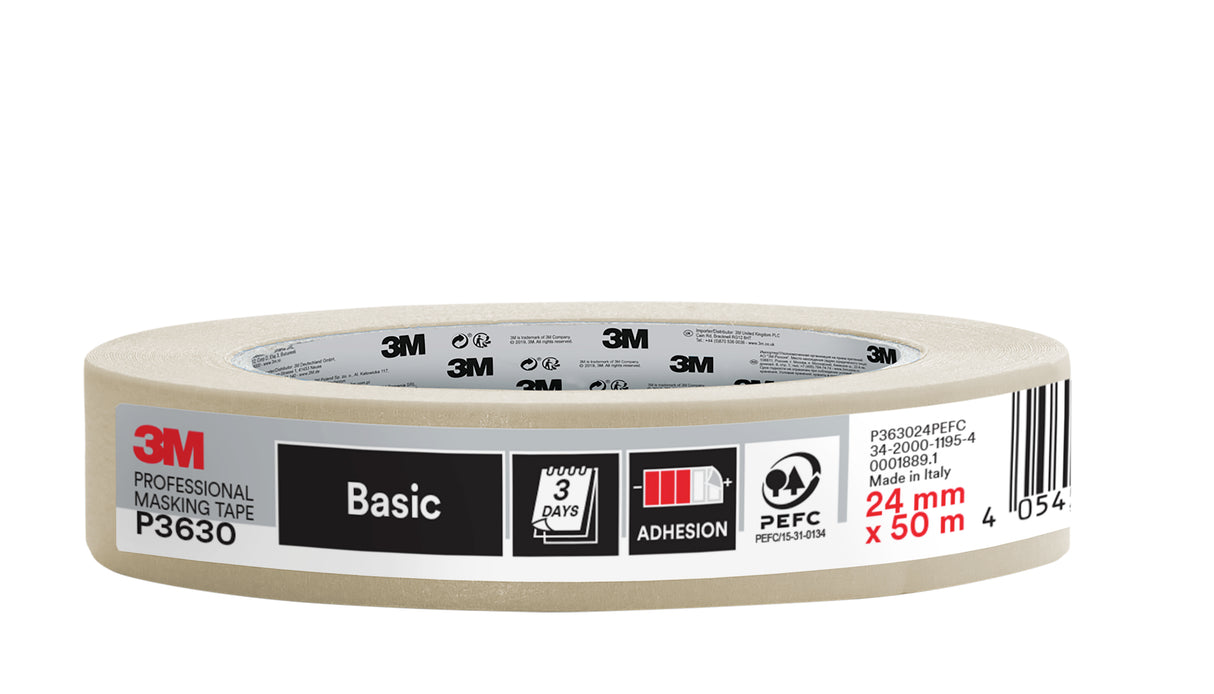 3M™ P3630 - Adhésif de masquage professionnel qualité supérieure - Blanc 50m x 24mm