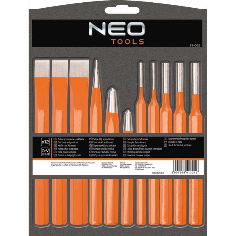 Ensemble de Poinçons et Burins NEO TOOLS 33-062 12 pièces