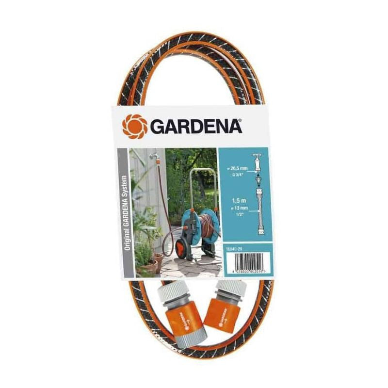 Equipements de branchement GARDENA 18053-20 - Tuyau d'arrosage et raccords pour branchement dévidoir - 1,5m