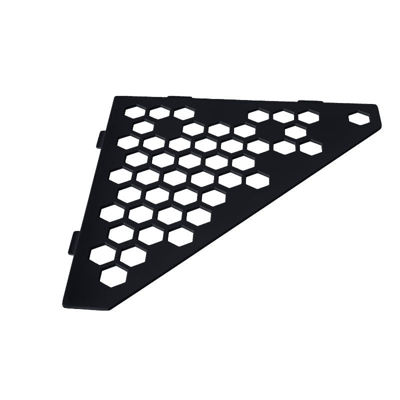 Etagère d'angle en pentagone MARMOX HEXA-PEN-9005 - Modèle hexagone - Acier inox brossé + revêtement anodisé epoxy - Noir - 3mm