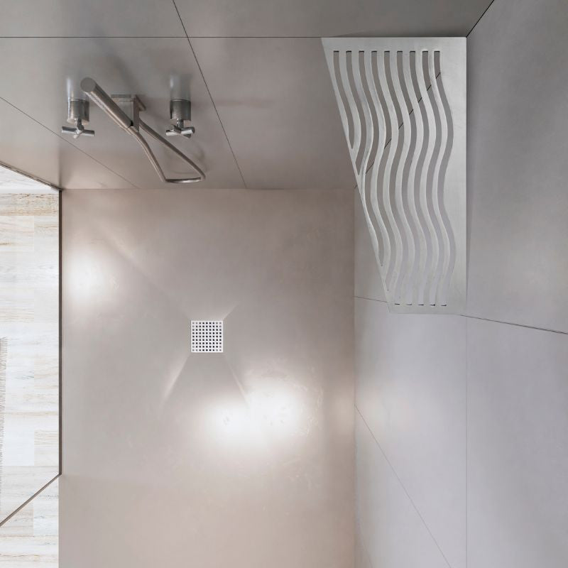 Etagère d'angle rectangulaire MARMOX AQUA-REC - Modèle aqua - Acier inox brossé - Gris - 3mm