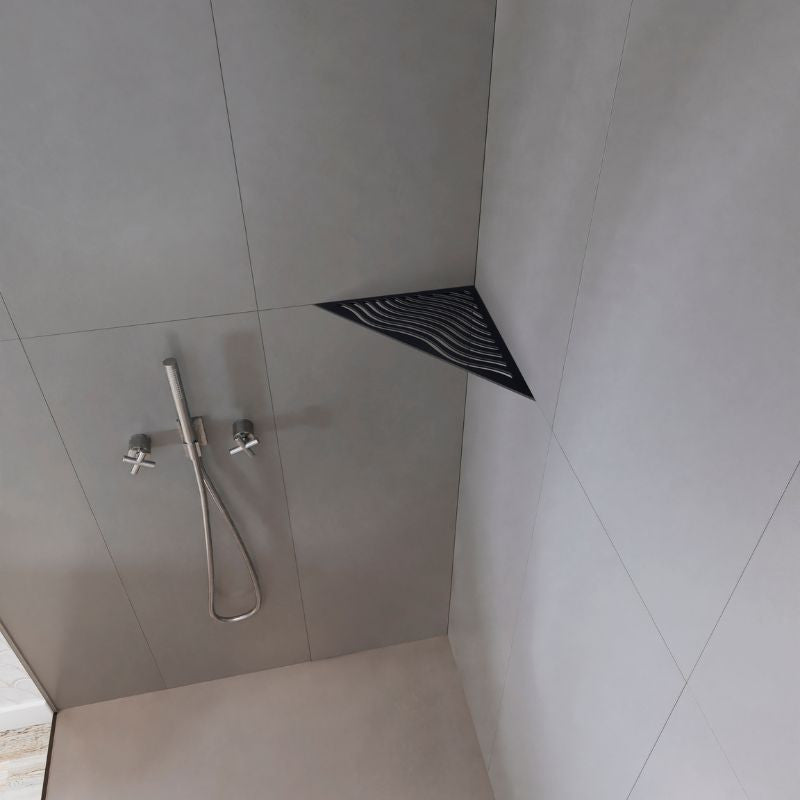 Etagère d'angle triangulaire MARMOX AQUA-TRI-9005 - Modèle aqua - Acier inox brossé + revêtement anodisé epoxy - Noir - 3mm