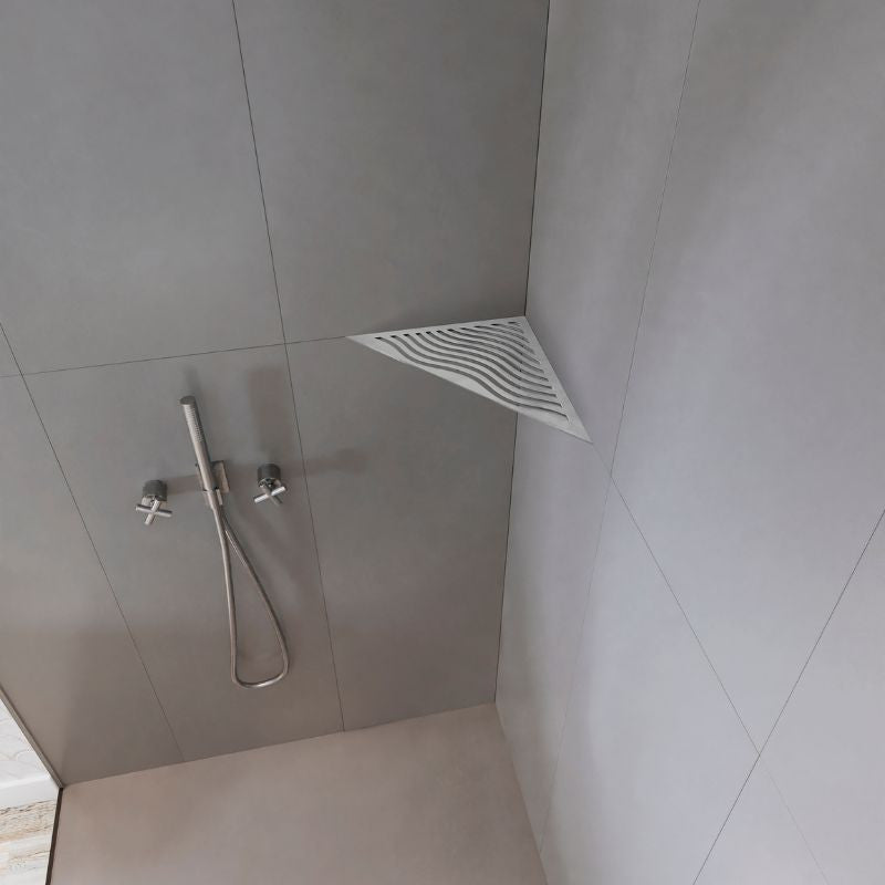 Etagère d'angle triangulaire MARMOX AQUA-TRI - Modèle aqua - Acier inox brossé - Gris - 3mm