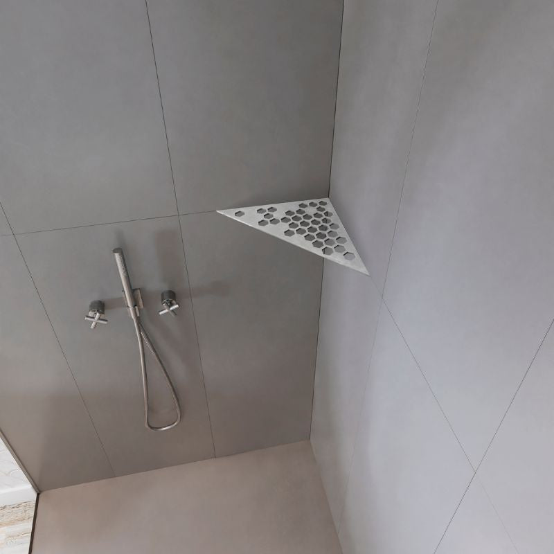 Etagère d'angle triangulaire MARMOX HEXA-TRI - Modèle hexagone - Acier inox brossé - Gris - 3mm