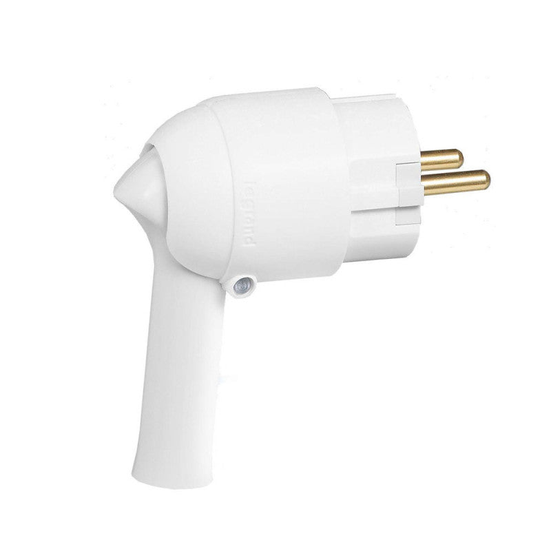 Fiche électrique LEGRAND 2P+T 16A à extraction facile et sortie latérale blanc