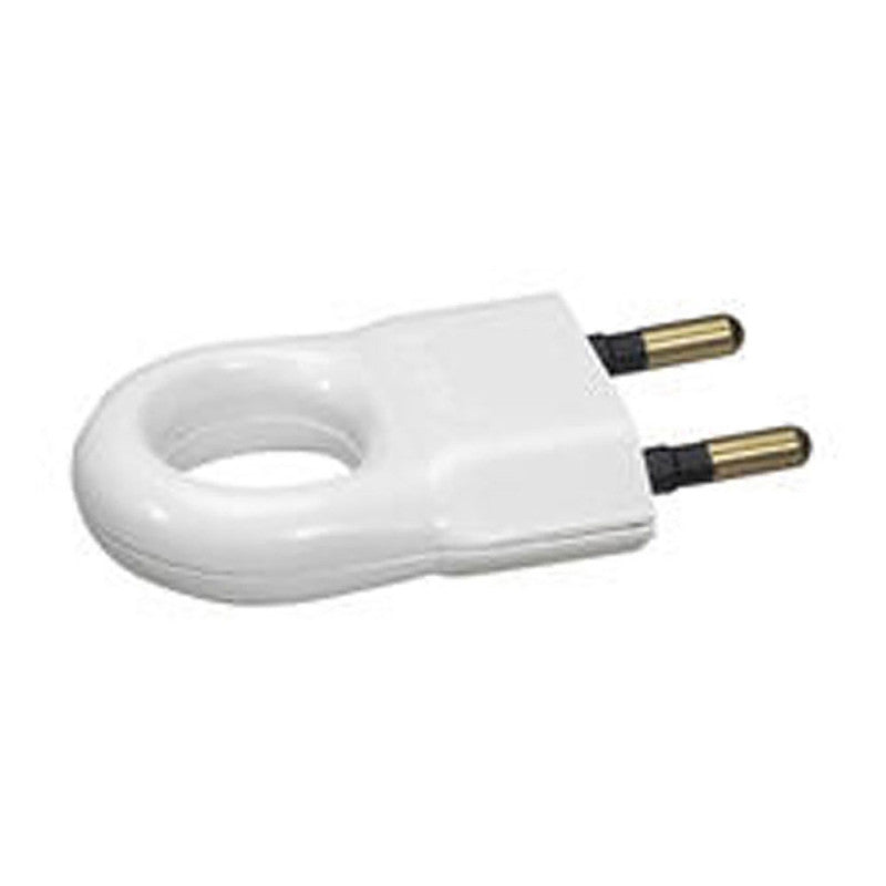 Fiche plastique LEGRAND avec anneau d'extraction 2P 6A blanc