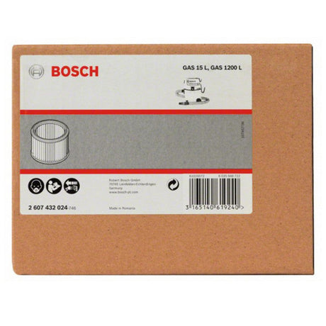 Filtre à plis BOSCH 2607432024 - Pour GAS 15, 12-25, 20SFC