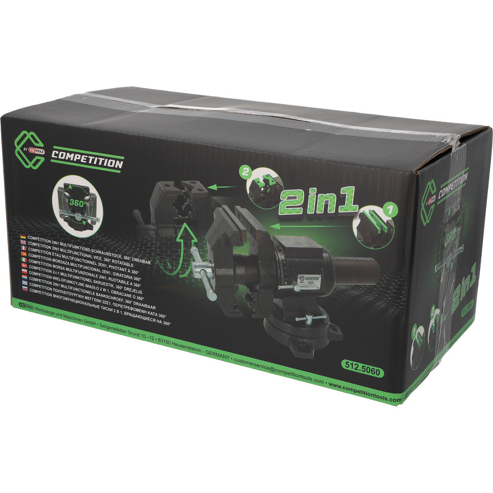 Étau multifonction COMPETITION 2-en-1, 5", pivotant sur 360° - KS Tools - 512.5060 COMPETITION