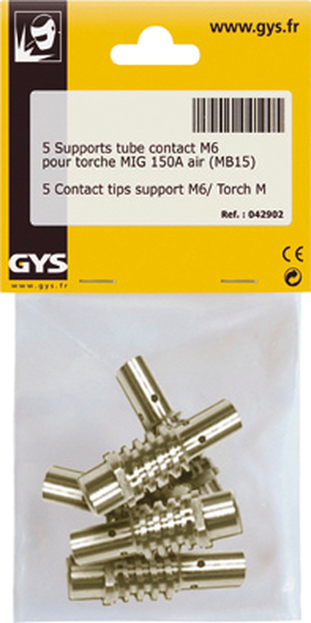 Lot de 5 supports tube contact m6 torche mig 150a GYS 042902