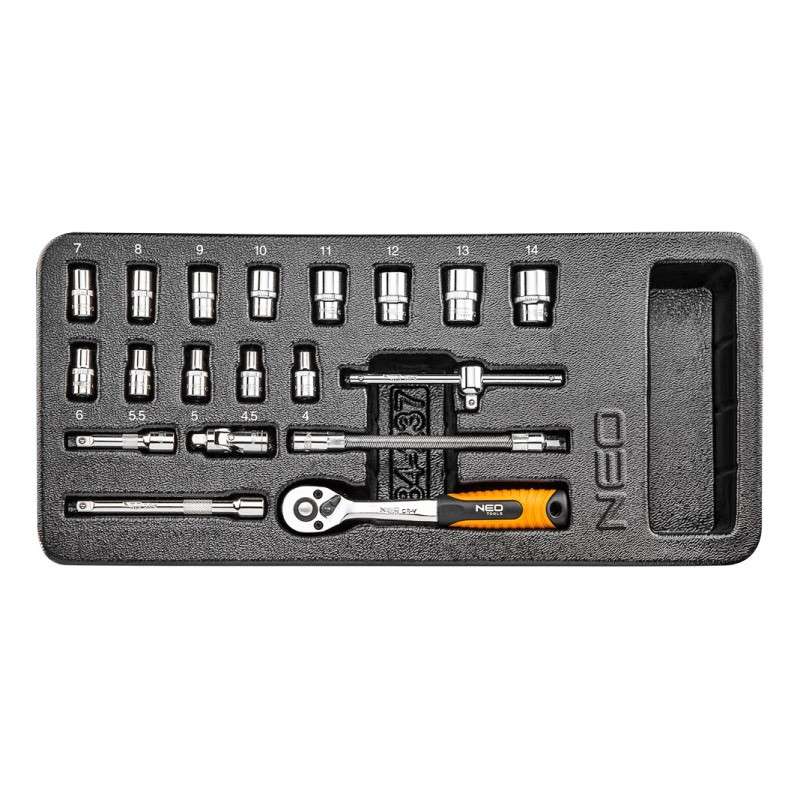 Insert cliquet et douilles 1/4 NEO TOOLS 84-237 19 pièces