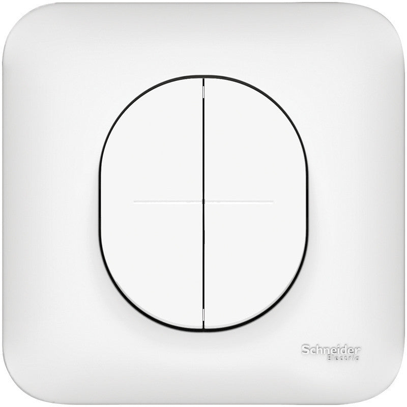 Interrupteur va-et-vient + poussoir SCHNEIDER Ovalis S261285- 10A - blanc