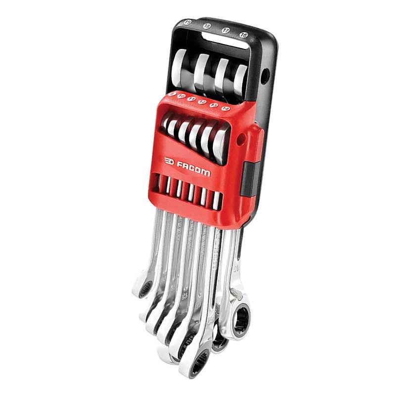 Jeu de 10 clés mixtes à cliquet rapides FACOM 467BR.JP10PB 8 à 19 mm