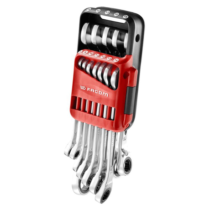 Jeu de 12 clés mixtes à cliquet FACOM 467B.JP12PB - étui pocket - 7 à 19mm