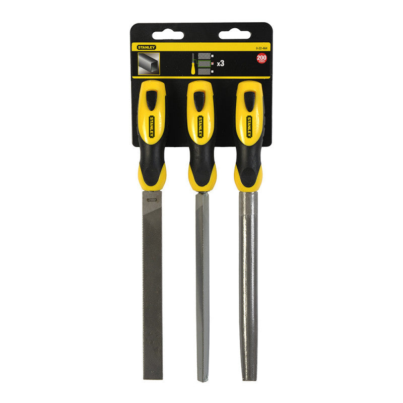 Jeu de 3 limes mi-douces STANLEY - 200 mm