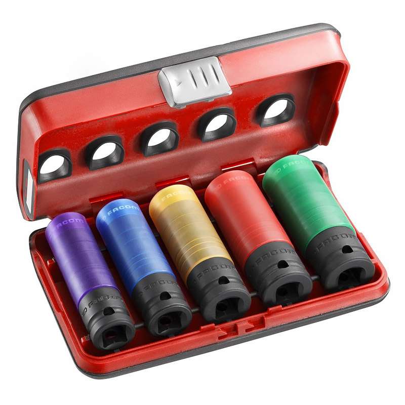 Jeu de 5 douilles longues pour clés à chocs 1/2" FACOM NSI.5LPB