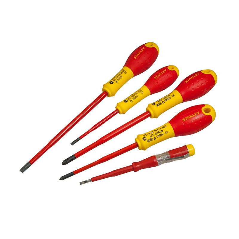 Jeu de 5 tournevis SLIM isolés 1000V electricien STANLEY XTHT0-62692 + testeur