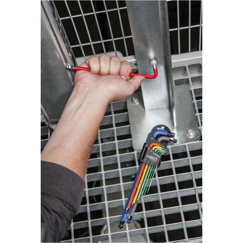 Jeu de 9 Clés Allen Colors Taille 1,5 à 10 mm NEO TOOLS 09-512