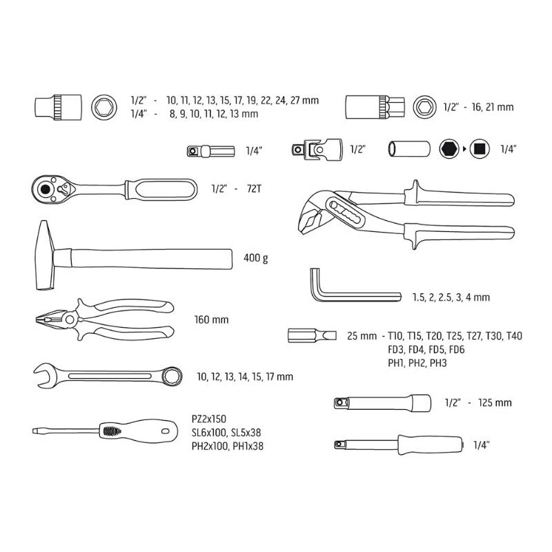Kit d'outils universel - NEO TOOLS 08-684 - 56 pièces