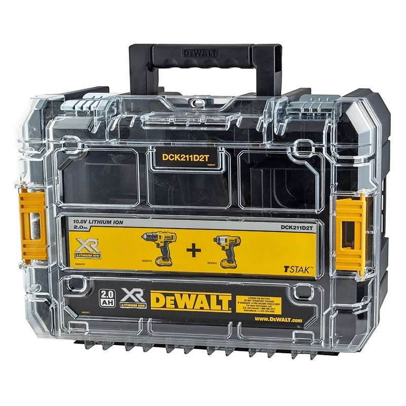 Pack 2 outils 18V DEWALT DCK211D2T-QW : perceuse DCD710 et boulonneuse DCF815 avec coffret et 2 batteries 2,0 Ah