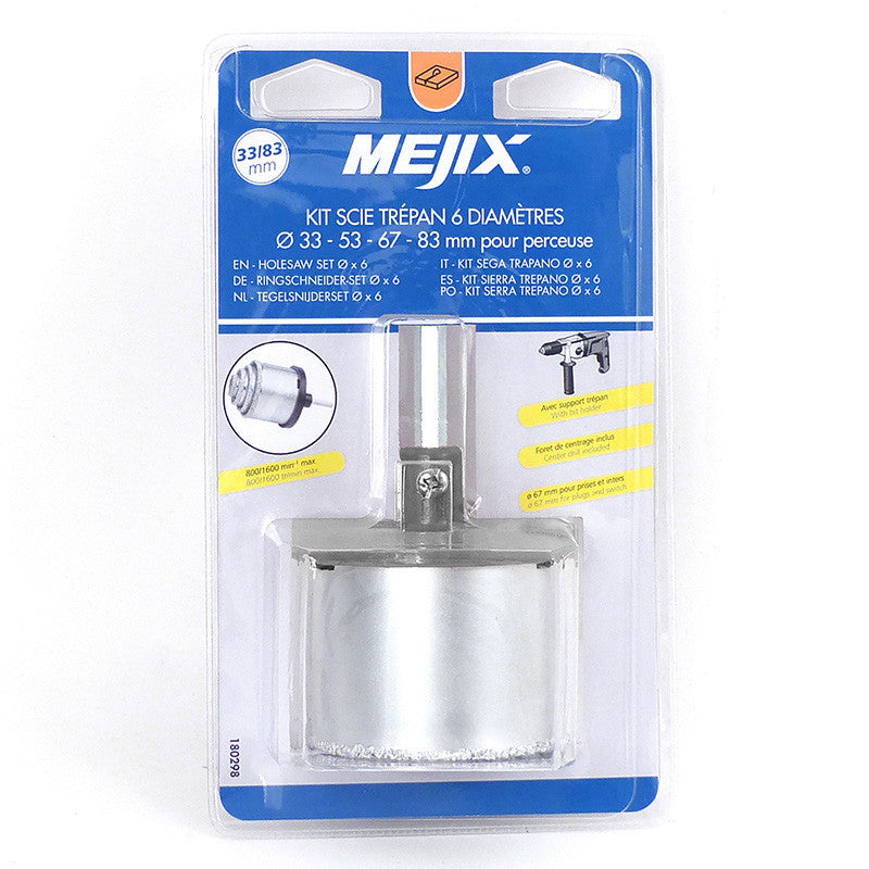 Kit scie trépan MEJIX 180298 diamètres 33/53/67/83 mm